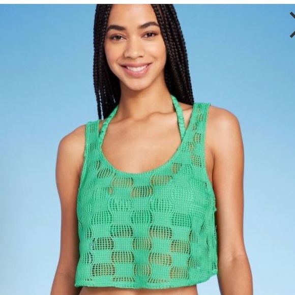 NWT Womens Open Weave Crochet CropCover Up Tank &matching shorts-sold as set! - Picture 3 of 9